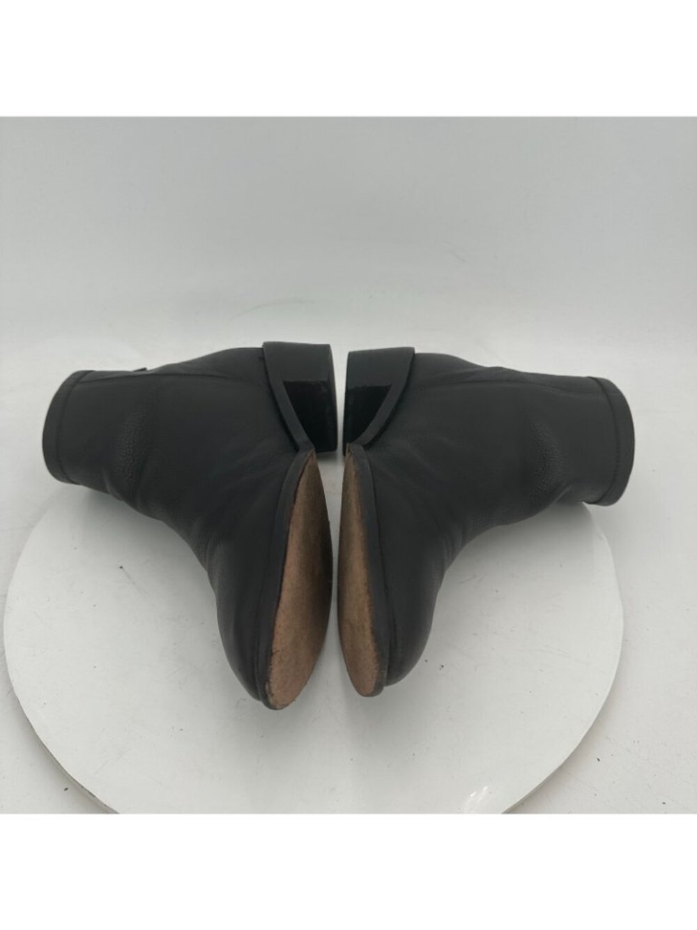 Loeffler Randall Women Size 7.5B Black Leather Back Zip Ankle Low Heel Boot - Picture 7 of 11